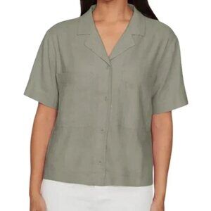 Buffalo David Bitton Women's Linen Blend Short Sleeve Top - NWT (Light Olive)
